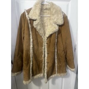 Vintage Wilson's Leather Women's Penny Lane Faux Shearling Tan Jacket Y2K XL
